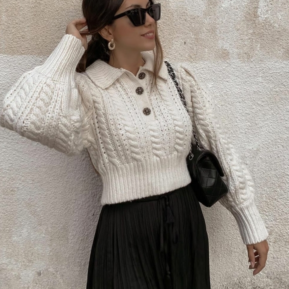 ZARA | Bloggers Fave Cropped Cable Knit Sweater - Picture 7 of 16